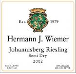 Hermann J. Wiemer - Johannisberg Riesling Finger Lakes Semi-Dry 2020 (750ml)